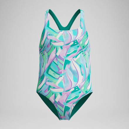 Girls Medalist Printed Swimsuit Green/Purple