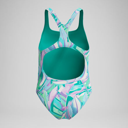 Girls Medalist Printed Swimsuit Green/Purple