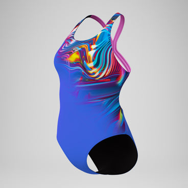 Women's Club Training Placement Powerback Swimsuit Blue/Pink