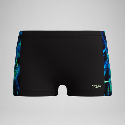 Boys Print Panel Aquashort Black/Green