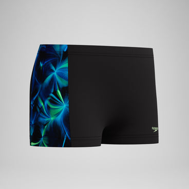 Boys Print Panel Aquashort Black/Green