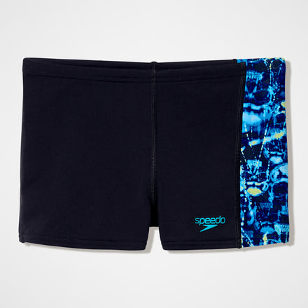 Boys Printed Panel Aquashort Black/Blue