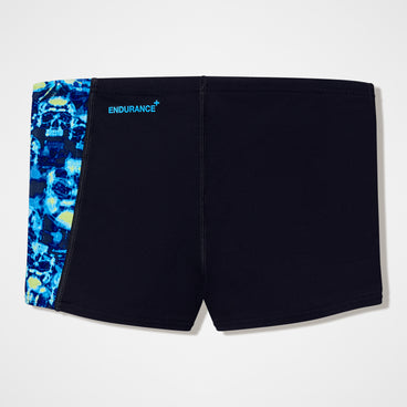 Boys Printed Panel Aquashort Black/Blue