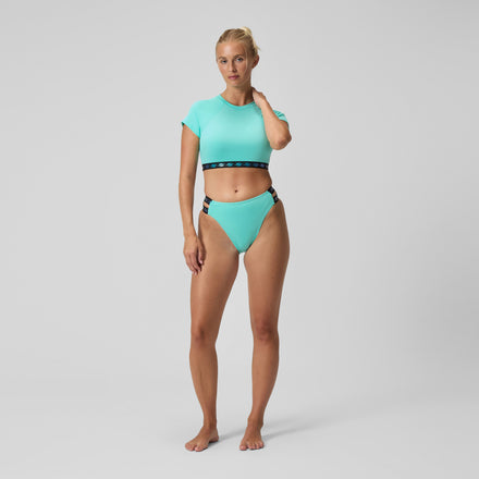 Women's FLU3NTE Logo Elastic Crop Top Turquoise
