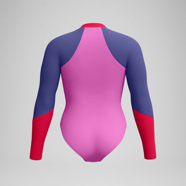 Women's Colourblock Long Sleeve Swimsuit Pink/Purple