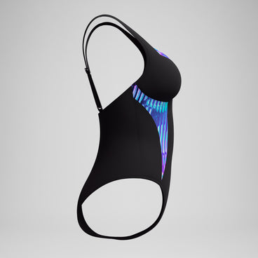 Women's Shaping Printed LunaElustre Swimsuit Black/Purple
