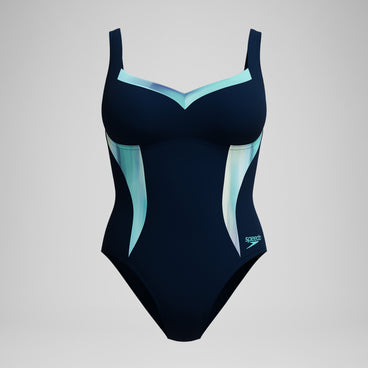 Women's Shaping Printed LunaElustre Swimsuit Navy/Green
