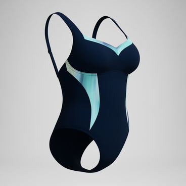 Women's Shaping Printed LunaElustre Swimsuit Navy/Green