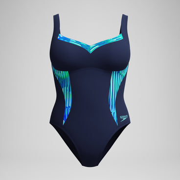 Women's Shaping Printed LunaElustre Swimsuit Navy /Green
