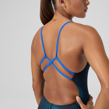 Women's Flow Strappy Crossback One Piece Blue/Green
