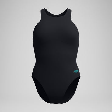 Women's Racer Zip Swimsuit with Swim Bra Black