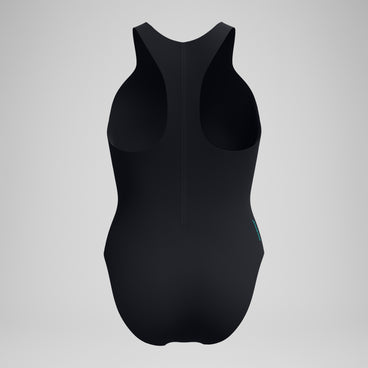 Women's Racer Zip Swimsuit with Swim Bra Black