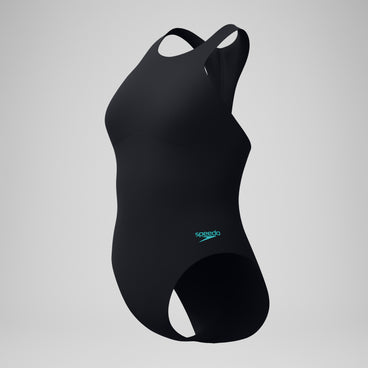 Women's Racer Zip Swimsuit with Swim Bra Black