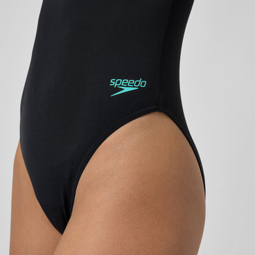 Women's Racer Zip Swimsuit with Swim Bra Black