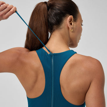 Women's Racer Zip Swimsuit Dark Teal