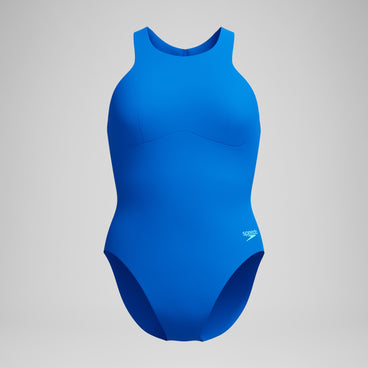 Women's Racerback Zip Swimsuit Blue