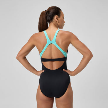 Women's Racerback Swimsuit Black/Green