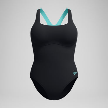Women's Racerback Swimsuit Black/Green