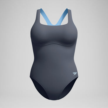 Women's Flex Band with Built in Swim Bra Swimsuit Grey/Blue