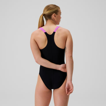 Women's HyberBoom Splice Racerback Swimsuit Black/Pink