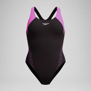Women's HyberBoom Splice Racerback Swimsuit Black/Pink