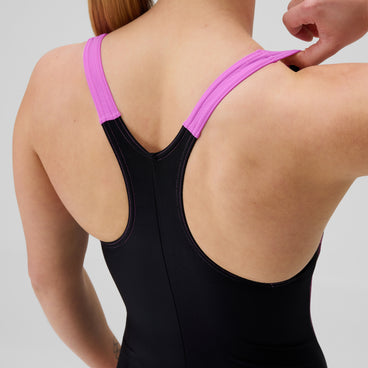 Women's HyberBoom Splice Racerback Swimsuit Black/Pink