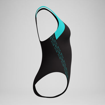Women's HyberBoom Splice Racerback Swimsuit Black/Turquoise