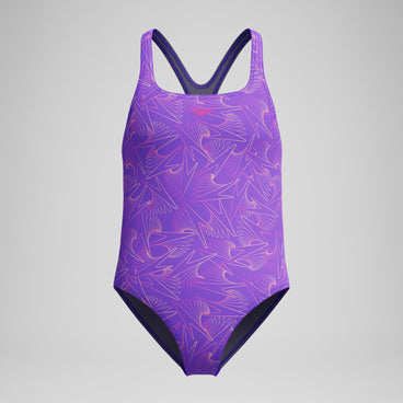 Girls Hyperboom Medalist Allover Print Swimsuit Purple/Pink