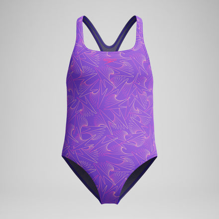 Girls Hyperboom Medalist Allover Print Swimsuit Purple/Pink