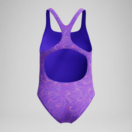 Girls Hyperboom Medalist Allover Print Swimsuit Purple/Pink