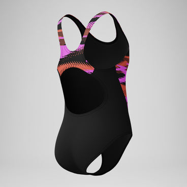 Girls' HyberBoom Splice Muscleback Swimsuit Black/Pink