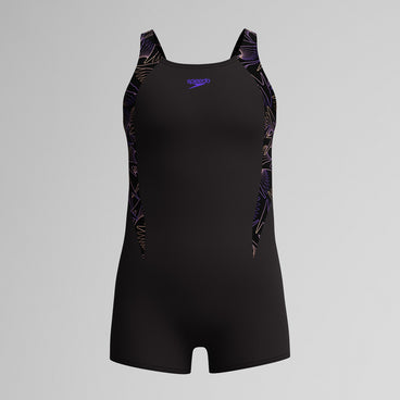 Girls Hyperboom Splice Legsuit Black/Peach