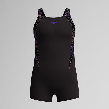 Girls Hyperboom Splice Legsuit Black/Peach