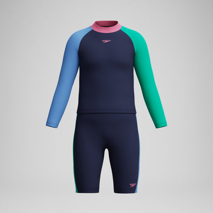 Girls' Colourblock Rash Top & Jammer Set Black/Pink