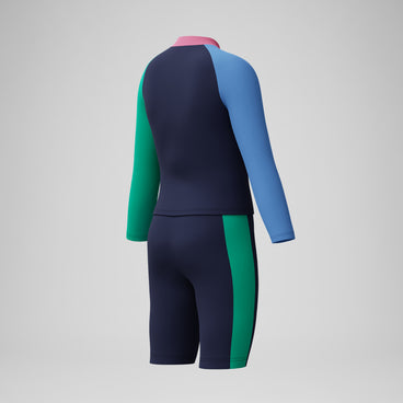 Girls' Colourblock Rash Top & Jammer Set Black/Pink