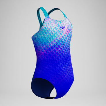 Girls Printed Powerback One Piece Blue/Turquoise
