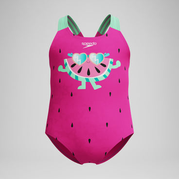 Infant Girls Learn to Swim Printed Swimsuit Pink