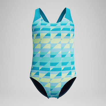 Girls Print Splashback Swimsuit Blue
