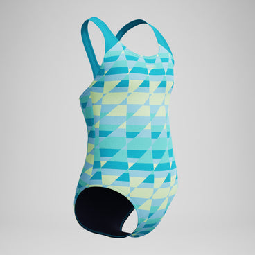 Girls Print Splashback Swimsuit Blue