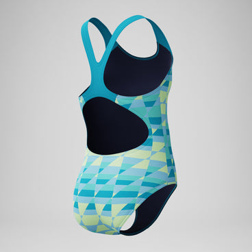 Girls Print Splashback Swimsuit Blue