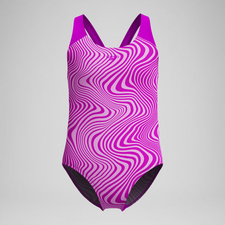 Girls' Digital Printed Splashback Swimsuit Pink