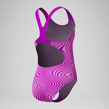 Girls' Digital Printed Splashback Swimsuit Pink