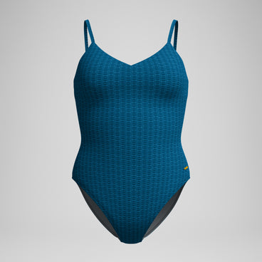 Women's Texture Adjustable Thin Strap One Piece Blue