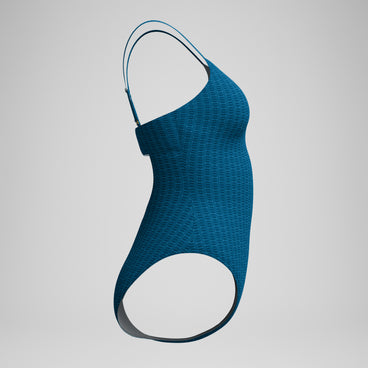 Women's Texture Adjustable Thin Strap One Piece Blue