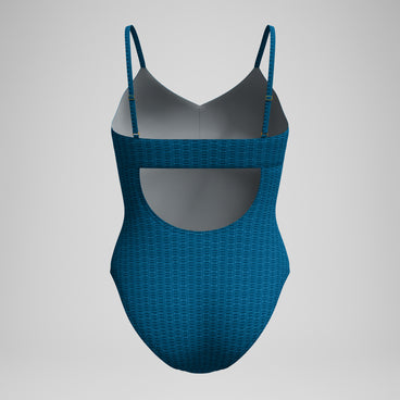 Women's Texture Adjustable Thin Strap One Piece Blue