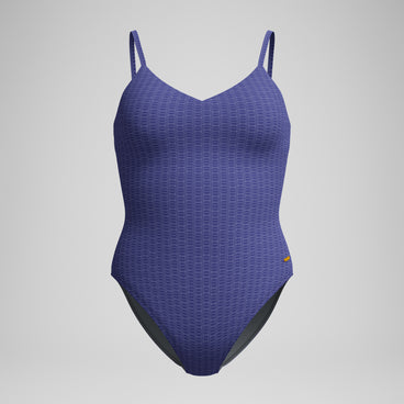 Women's Texture Adjustable Thin Strap One Piece Blue