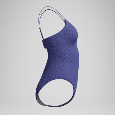 Women's Texture Adjustable Thin Strap One Piece Blue