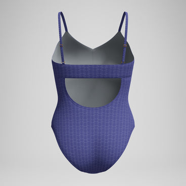 Women's Texture Adjustable Thin Strap One Piece Blue