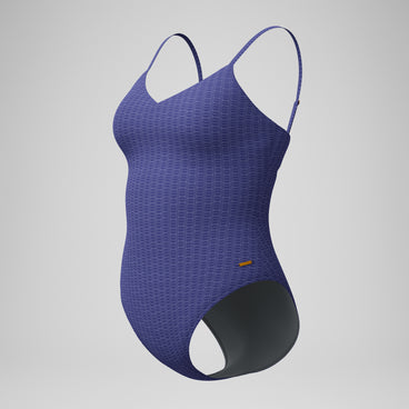 Women's Texture Adjustable Thin Strap One Piece Blue