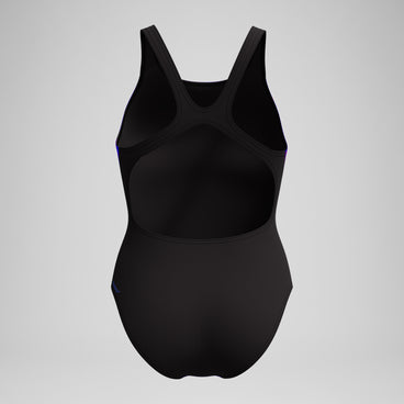 Women's Club Training Printed Recordback Swimsuit Black/Blue